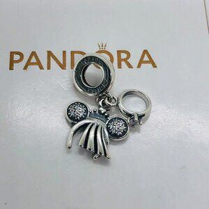 ✨🔥Disney Parks Pandora Disney Bride Minnie Ears Headband Ring Charm